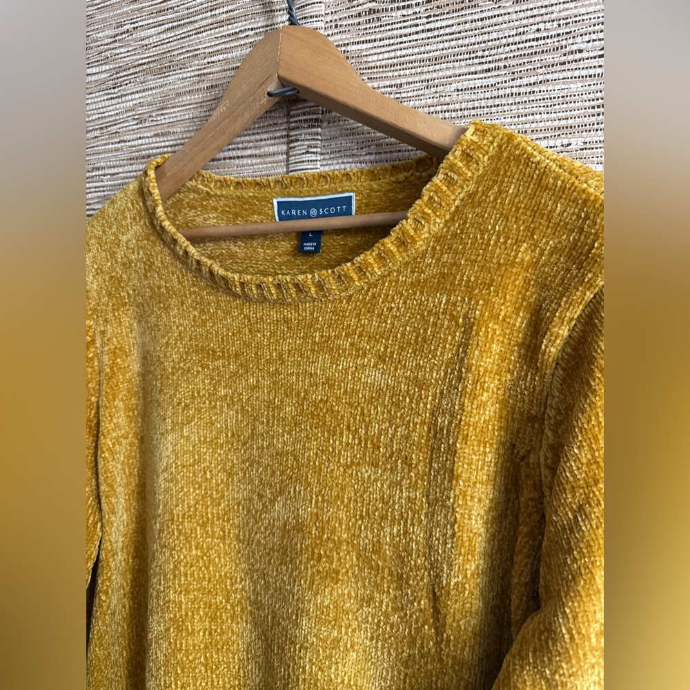 Karen Scott Knit Sweater Women’s Size Large Golden Chenille Soft NWT - Picture 4 of 8